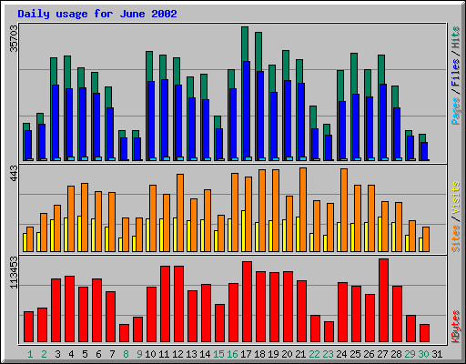 Daily usage for June 2002